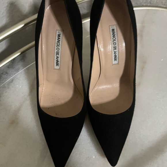 Black Suede Pointed Toe Pumps size 37.5 - Picture 1 of 7